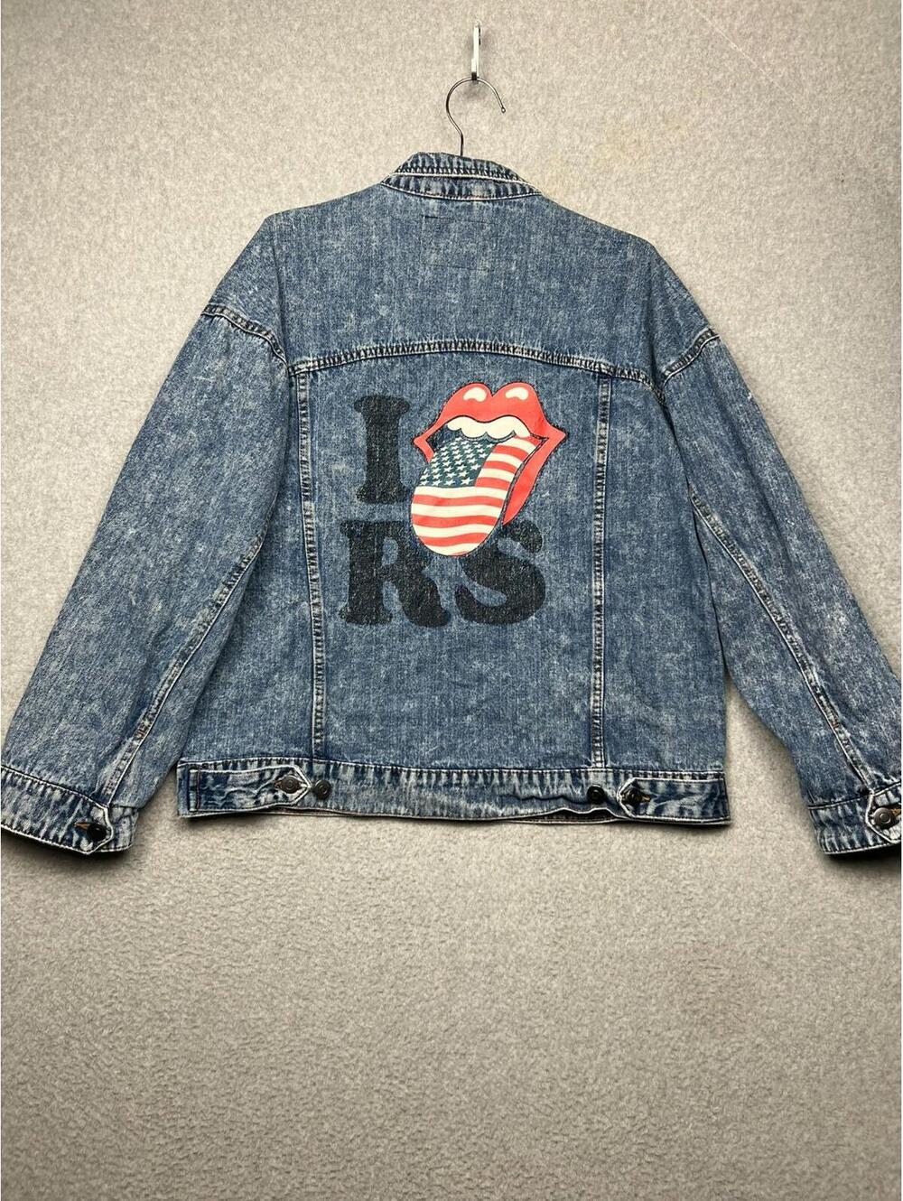 Vintage Rolling Stones Stone Wash Cotton Denim Jacket XL Band Rock Music USA - Picture 1 of 9